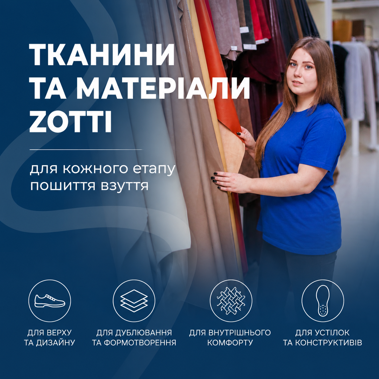 Тканини та матеріали для виробництва взуття від Zotti