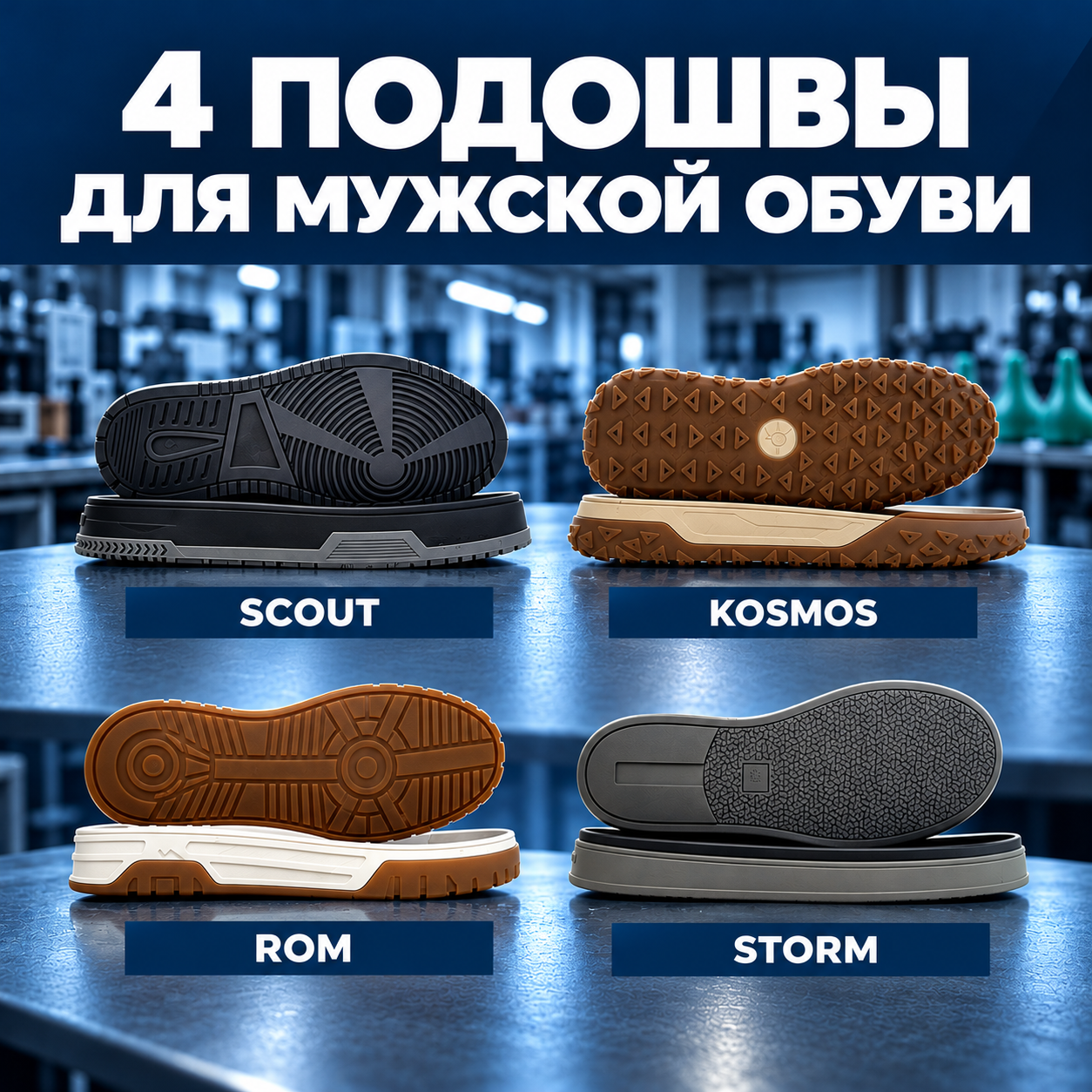 4 мужские подошвы Zotti для зимней коллекции обуви